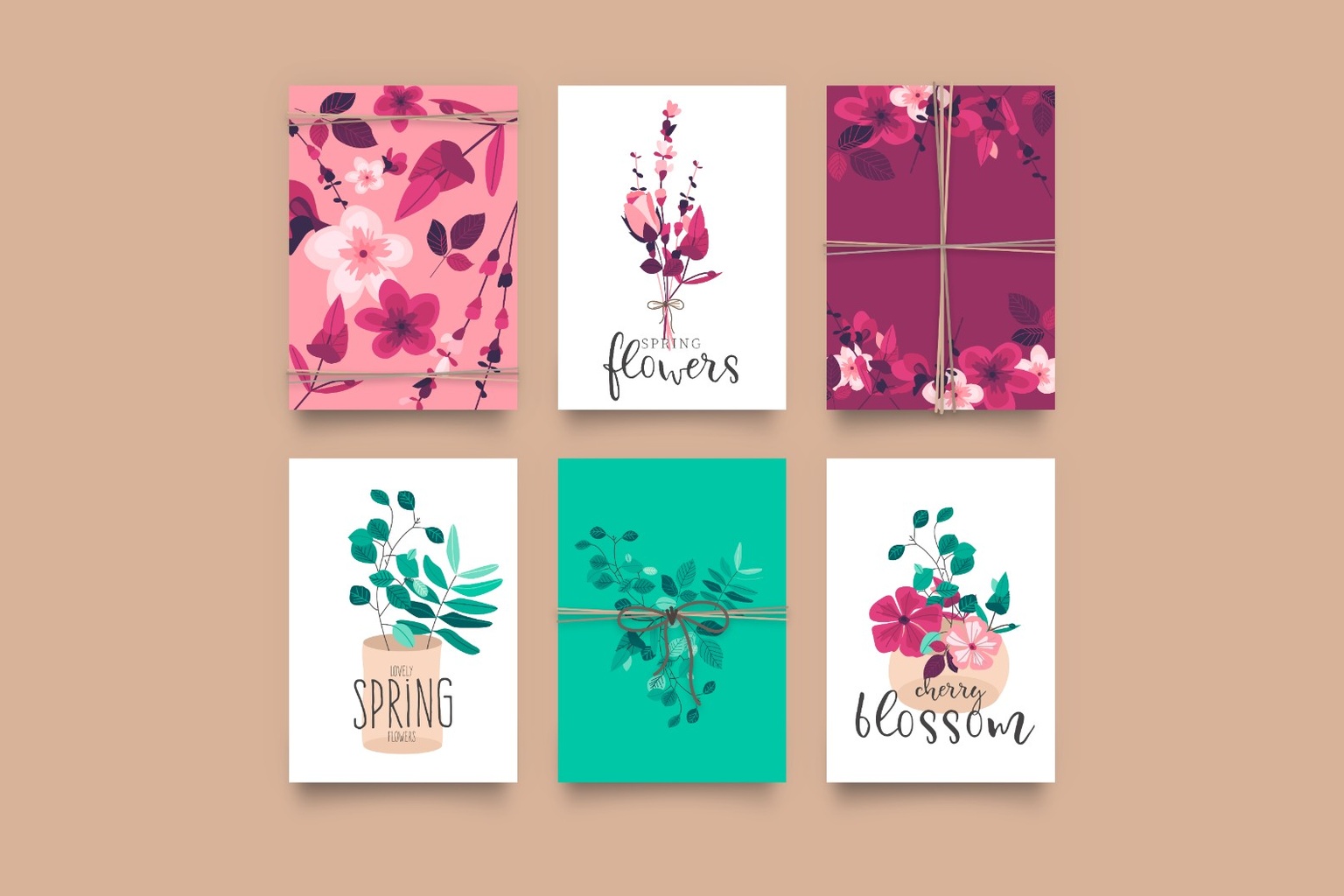 Assorted floral spring and holiday greeting card designs