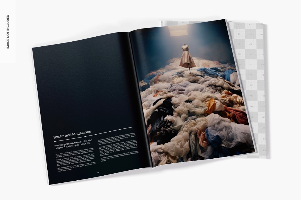 Open magazine spread with editorial layout and photography